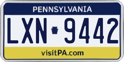 PA license plate LXN9442