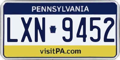 PA license plate LXN9452