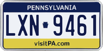 PA license plate LXN9461
