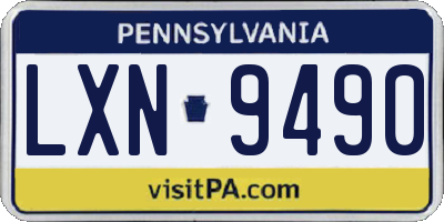 PA license plate LXN9490