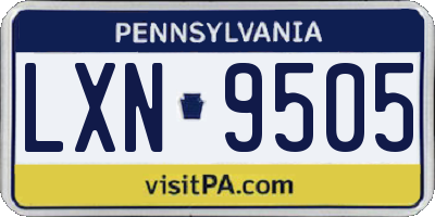 PA license plate LXN9505