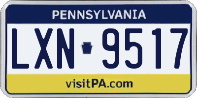 PA license plate LXN9517
