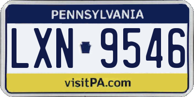 PA license plate LXN9546