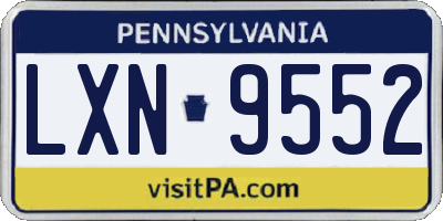 PA license plate LXN9552