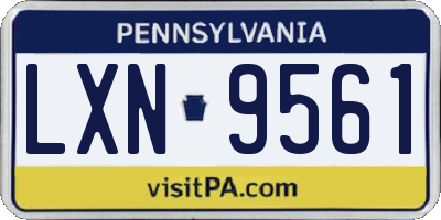 PA license plate LXN9561