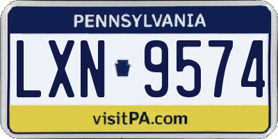 PA license plate LXN9574