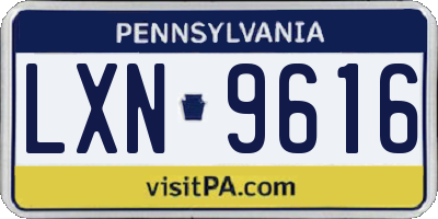 PA license plate LXN9616