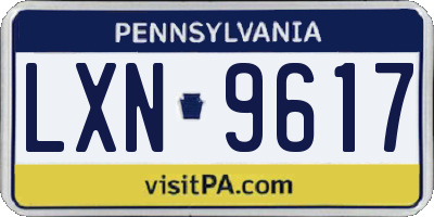 PA license plate LXN9617