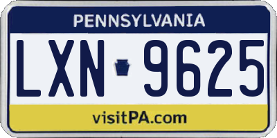 PA license plate LXN9625