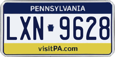 PA license plate LXN9628