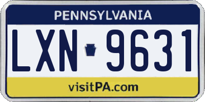 PA license plate LXN9631