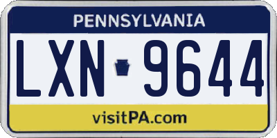 PA license plate LXN9644