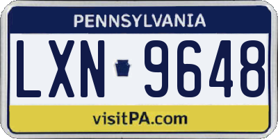 PA license plate LXN9648