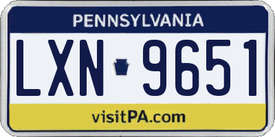 PA license plate LXN9651