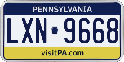 PA license plate LXN9668