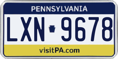 PA license plate LXN9678