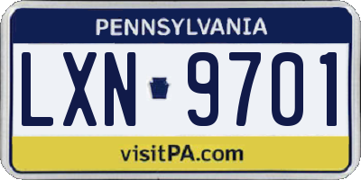 PA license plate LXN9701