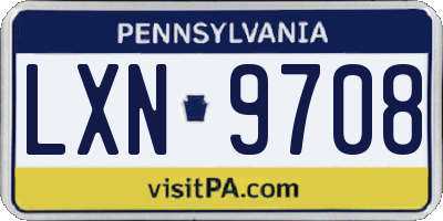 PA license plate LXN9708