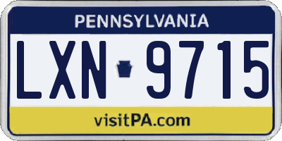 PA license plate LXN9715