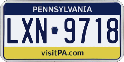 PA license plate LXN9718