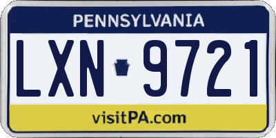PA license plate LXN9721