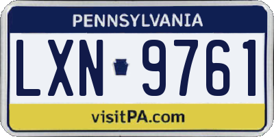 PA license plate LXN9761