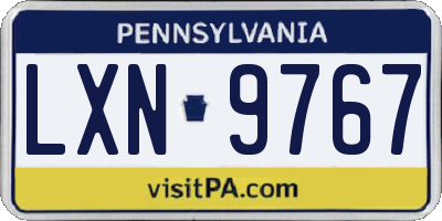 PA license plate LXN9767