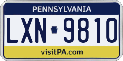 PA license plate LXN9810