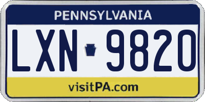 PA license plate LXN9820