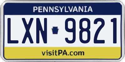 PA license plate LXN9821