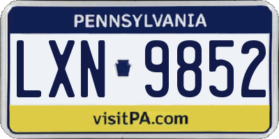 PA license plate LXN9852