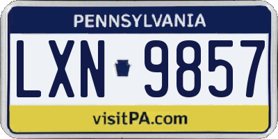 PA license plate LXN9857