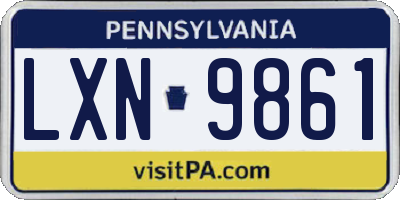 PA license plate LXN9861