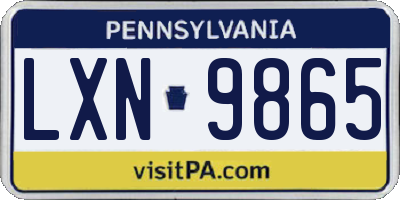 PA license plate LXN9865