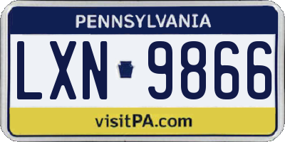 PA license plate LXN9866