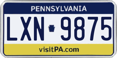 PA license plate LXN9875