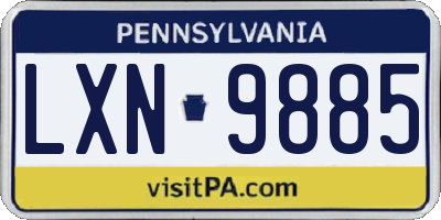PA license plate LXN9885