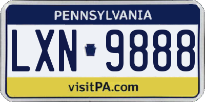 PA license plate LXN9888