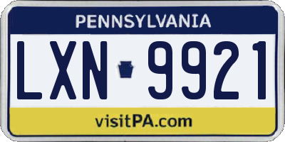 PA license plate LXN9921