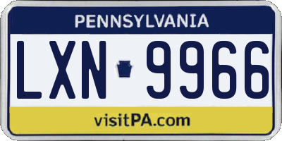 PA license plate LXN9966