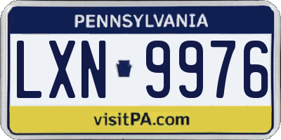 PA license plate LXN9976