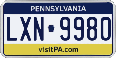 PA license plate LXN9980