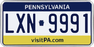 PA license plate LXN9991