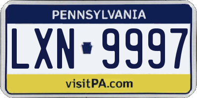 PA license plate LXN9997