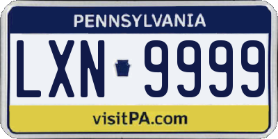 PA license plate LXN9999