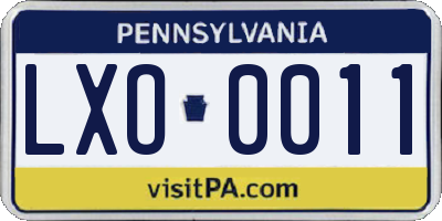 PA license plate LXO0011