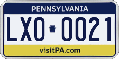PA license plate LXO0021