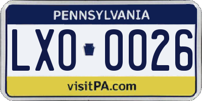 PA license plate LXO0026