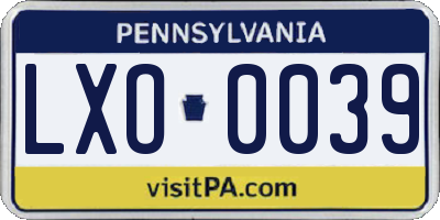 PA license plate LXO0039