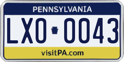 PA license plate LXO0043
